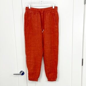 Athleta Size 6 Red Retreat Linen High Rise Ankle Joggers Pants with Pockets